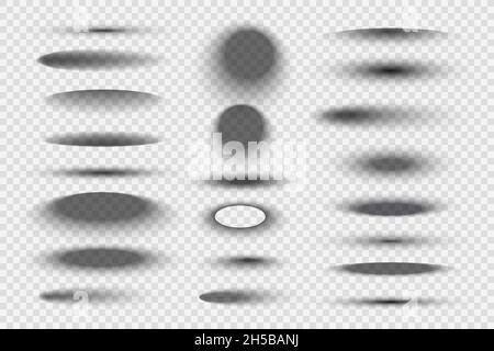 Ovale runde Schatten. Kreisförmige realistische transparente Gradienten Formen anständige Vektor-Vorlagen Sammlung Stock Vektor