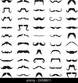 Schnurrbart-Silhouetten. Friseur Shop Bilder Sammlung rasierte Herren neuesten Vektor-Vorlagen Stock Vektor