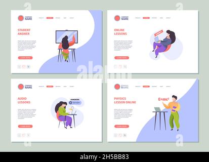 Online-Bildung. E Lernprozesse für Studenten Konzept Website Illustrationen grellen Vektor-Vorlage Stock Vektor