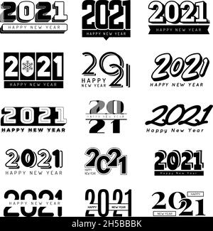 2021 Nummern. Weihnachten Party Dekoration Logo Hand Schriftzug Elemente aktuellen Vektor-Icons Sammlung Stock Vektor