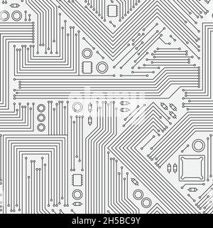 Struktur der elektronischen Platinen. Computer-Platine cpu-Chip Oberfläche Energie Netzwerk-System stilisierte Symbole grellen Vektor Illustrationen Vorlagen Stock Vektor