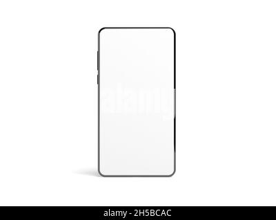 Modernes Smartphone auf weißem Hintergrund isoliert. Realistisches Smartphone-Modell. 3d-Illustration. Stockfoto