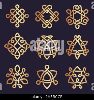 Keltische Knoten. Stilisierte Dreiecksymbole uralte irische Tattoo geometrische Muster aktuelle Vektor keltische Illustrationen Stock Vektor