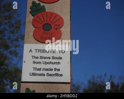 Upchurch, Kent, Großbritannien. November 2021. Erinnerungsvorbereitungen in Upchurch, Kent. Kredit: James Bell/Alamy Live Nachrichten Stockfoto