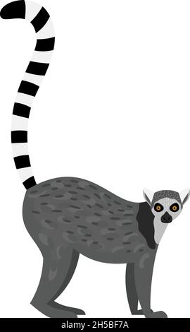 Tropischer Lemur. Cartoon lustige Affen, träge niedlichen Tier, Vektor-Illustration von faul pelzigen exotischen Charakter von madagaskar auf weißem Hintergrund isoliert Stock Vektor
