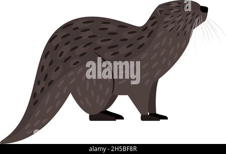 Brauner Otter. Cartoon Fluss Fleischfresser, lustige schwimmende Säugetier, Vektor-Illustration von pelzigen niedlichen exotischen Tier auf weißem Hintergrund isoliert Stock Vektor