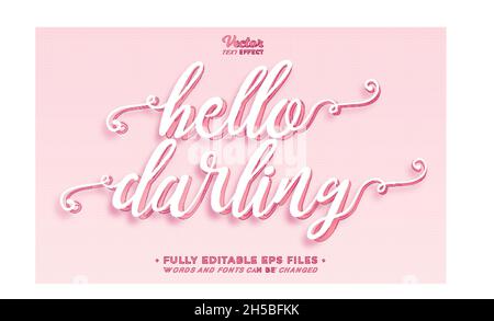 hallo Liebling Ausschnitt Text Effekt editierbar eps cc Stock Vektor