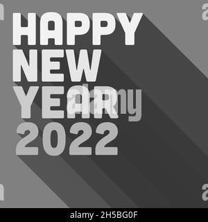 Happy New Year 2022 Aufkleber oder Grußkarte mit Text und Schlagschatten, Vektor-Illustration Stock Vektor