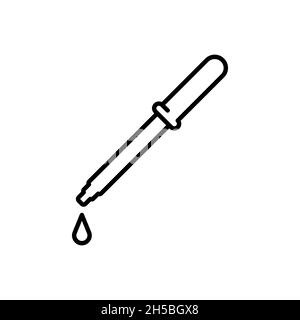 Pipettensymbol. Symbol für lineare Pipetten. Vektorgrafik. Schwarzes Pipettensymbol. Pipettenschild Stock Vektor