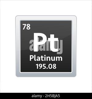 Platin-Symbol. Chemisches Element des Periodensystems. Vektorgrafik. Stock Vektor