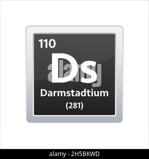 Darmstadtium-Symbol. Chemisches Element des Periodensystems. Vektorgrafik. Stock Vektor