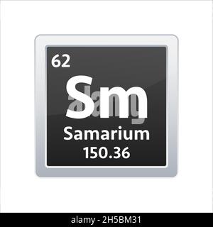 Samarium-Symbol. Chemisches Element des Periodensystems. Vektorgrafik Stock Vektor