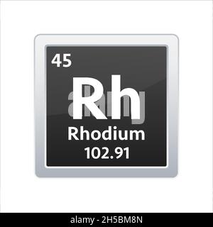 Rhodium-Symbol. Chemisches Element des Periodensystems. Vektorgrafik Stock Vektor