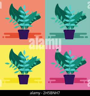 Einfache Pop-Art-Illustration mit Blumenmuster. Dekoratives Hipster-Poster. Stock Vektor