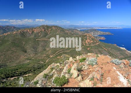 Paysage de l'Esterel, Pic du Cap Roux, vue eyrienne, Var, 83, Cote d'Azur Stockfoto