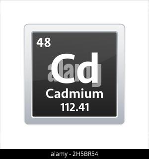 Cadmium-Symbol. Chemisches Element des Periodensystems. Vektorgrafik. Stock Vektor