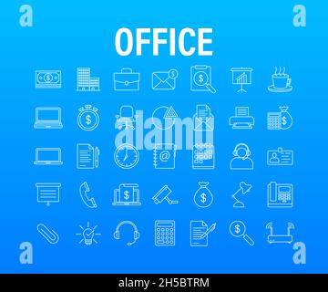 Office-Symbol. Web-Symbol festgelegt. Büro, tolles Design für jeden Zweck. Vektorgrafik Stock Vektor
