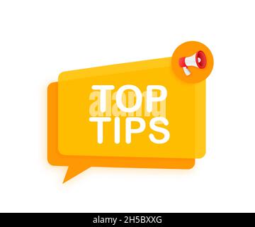 Megaphone Banner mit Text Top-Tipps. Vektorgrafik Stock Vektor