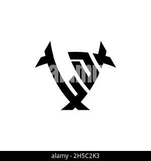 LD Monogram Logo-Buchstabe mit Dreieck-Schild und kreisförmiges Design auf isoliertem Hintergrund. Dreieck-Monogramm-Logo, Schild-Monogramm-Logo, Trian Stock Vektor