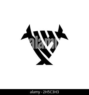 NY Monogram Logo-Buchstabe mit Dreieck-Schild und kreisförmiges Design auf isoliertem Hintergrund. Dreieck-Monogramm-Logo, Schild-Monogramm-Logo, Trian Stock Vektor