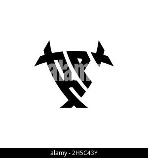 RP Monogram Logo-Buchstabe mit Dreieck-Schild und kreisförmiges Design auf isoliertem Hintergrund. Dreieck-Monogramm-Logo, Schild-Monogramm-Logo, Trian Stock Vektor