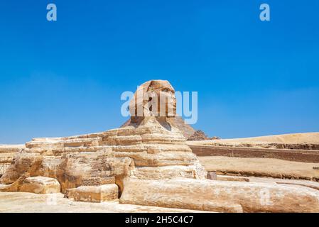 Schöne Aussicht auf die große Sphinx von Gizeh in Ägypten Stockfoto