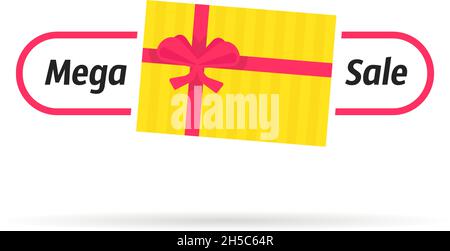 Top-Ansicht Geschenk-Box wie Mega Verkauf Symbol Stock Vektor