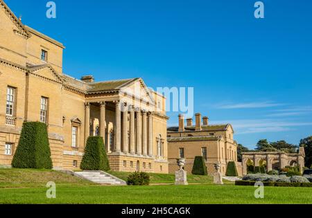 holkham Hall, herrschaftliches Haus, Brunnen am Meer, norfolk im Norden, plaadische Revival-Architektur, Landhaus aus dem 18. Jahrhundert, 1. earl of leicester. Stockfoto