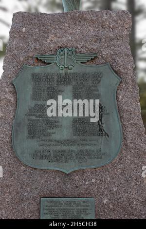 Early Birds Monument, Governors Island, New York, USA. Die Eule ist die Insignie der Early Birds Piloten. Stockfoto