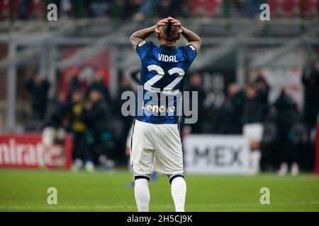 Mailand, 07. November 2021 Arturo Vidal (FC Internazionale) während des italienischen Fußballspiels Serie A zwischen AC Mailand und FC Internazionale am November Stockfoto