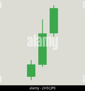 Bullische Candlestick-Symbole, die Trend zeigen, Vektordarstellung für Kauf oder Verkauf an der Börse, flache minimalistische Vektordarstellung Stock Vektor