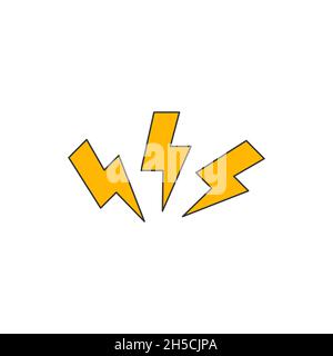 Set aus drei Blitzsymbolen. Stock Vektor