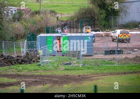 Aylesbury Valle, Großbritannien. November 2021. HS2-Bau auf der Durham Farm neben Jones Hill Wood. Ein großer Teil der Durham Farm wurde von HS2 zwangsweise erworben. Quelle: Maureen McLean/Alamy Live News Stockfoto