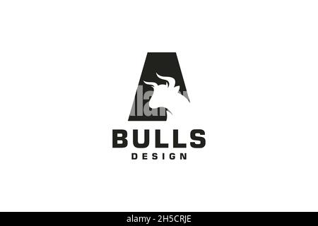 Schreiben Sie ein Logo, Bull-Logo, Kopf-Bull-Logo, Monogramm Logo Design-Vorlage Stock Vektor