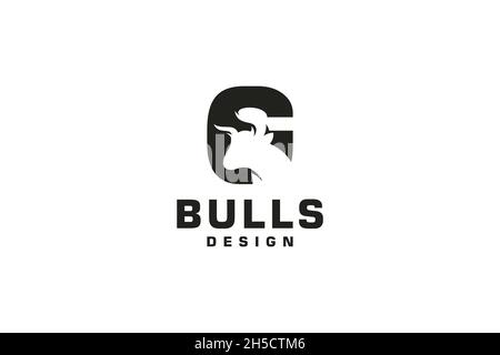 Buchstabe G-Logo, Bull-Logo, Kopf-Bull-Logo, Monogramm-Logo-Design-Vorlage Stock Vektor