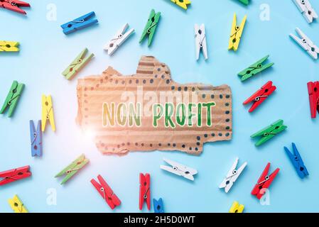 Konzeptionelle Darstellung gemeinnützig. Business-Ansatz Art der Organisation, die keine Gewinne für seine Besitzer einfache hausgemachte Crafting Ideen und verdient Stockfoto