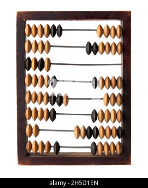 Vintage hölzerner Abacus isoliert auf weißem Hintergrund Stockfoto