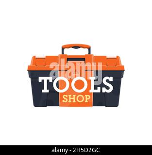 Toolbox-Symbol. Bauarbeiter, Auto-und Hausreparatur, Handwerk Ausrüstung Shop oder speichern Vektor-Emblem oder Symbol mit Kunststoff-Werkzeugkasten Fall oder enthalten Stock Vektor