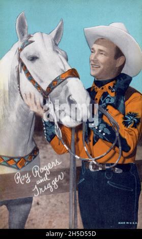 Cowboy-Western-Star Roy Rogers und sein Pferd Trigger. Stockfoto