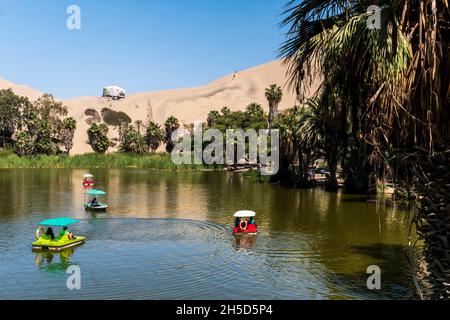 Das regionale Naturschutzgebiet Laguna de Huacachina, Ica, Peru Stockfoto