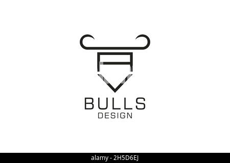 Schreiben Sie ein Logo, Bull-Logo, Kopf-Bull-Logo, Monogramm Logo Design-Vorlage Stock Vektor