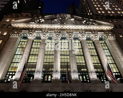 New York, Usa. November 2021. Außenansicht der New Yorker Börse. Kredit: SOPA Images Limited/Alamy Live Nachrichten Stockfoto