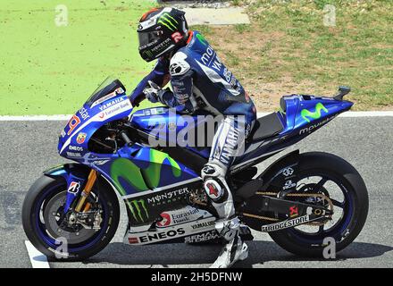 Jorge Lorenzo-Yamaha MotoGP 2015 auf der Rennstrecke Barcelona Catalunya, Montmeló, Spanien Stockfoto