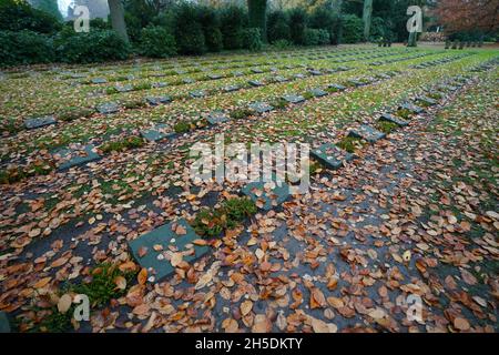 Hamburg, Deutschland. November 2021. Kriegsgräber sind auf dem Ohlsdorfer Friedhof zu sehen. Kredit: Marcus Brandt/dpa/Alamy Live Nachrichten Stockfoto