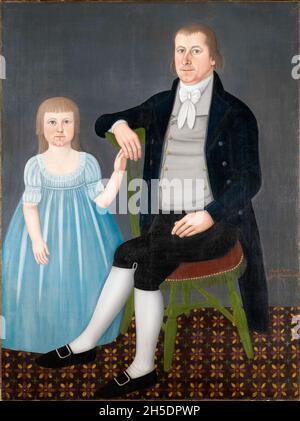 Comfort Starr Mygatt (1763–1823) ein New England Merchant und seine Tochter Lucy Mygatt (1794–1885), Portraitgemälde von John Brewster Jr, 1799 Stockfoto