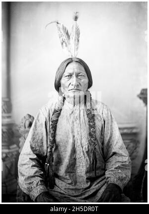 Chief Sitting Bull (1831-1890), Anführer der amerikanischen Sioux-Indianer, Porträtfoto von David Francis Barry, um 1883 Stockfoto