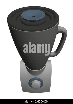 Weißes Mixermodell zum Zerkleinern von Lebensmitteln isoliert auf weißem Hintergrund. Vorderansicht. 3D. Vektorgrafik Stock Vektor