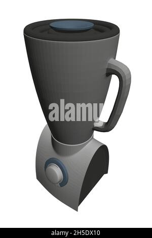 Weißes Mixermodell zum Zerkleinern von Lebensmitteln isoliert auf weißem Hintergrund. Isometrische Ansicht. 3D. Vektorgrafik Stock Vektor