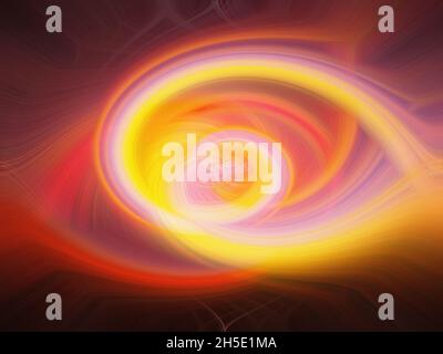 Abstrakt gedrehte Lichtfasern wirken Hintergrund mit Kreisen Stockfoto