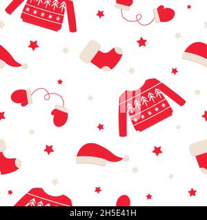 Niedliche Cartoon rote Kleidung nahtlose Muster Kunst Stock Vektor